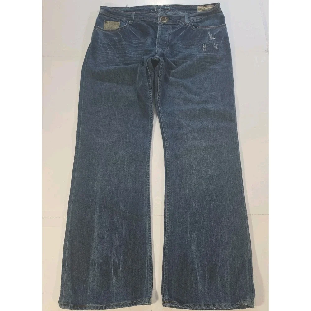 Vintage 575 Denim Chris Mens 38x32 Heavy Distressed Bootcut Flare Jeans Y2K USA